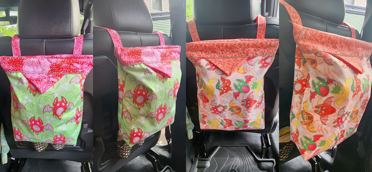 Pink & Grey Bunny, Rabbit | Mess-Proof Trash Tamer | Snap Closed Car Trash Can