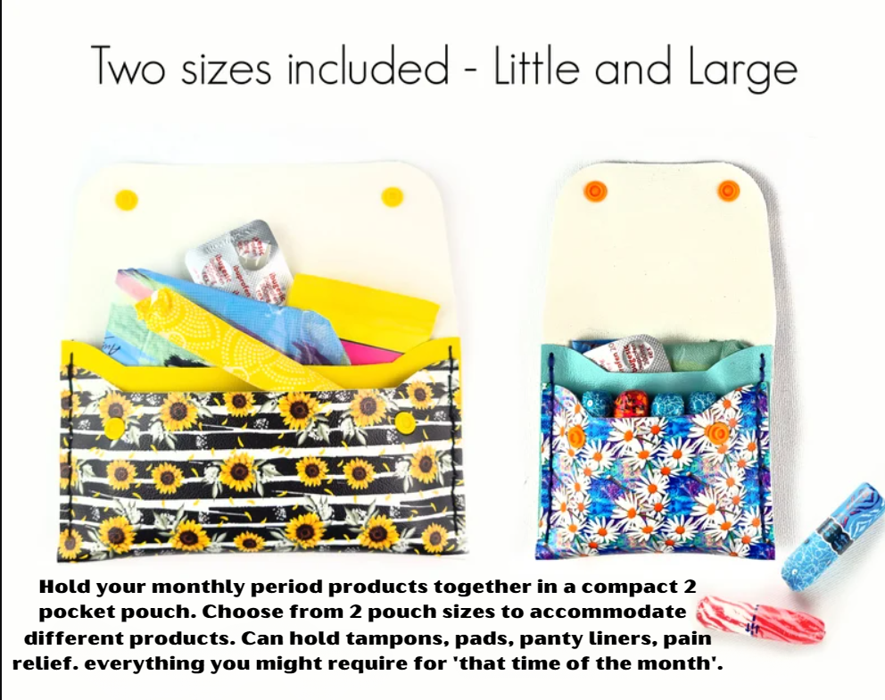 Custom Period Pouch | 2 sizes, Little or Large | Snap or Strap Closure | Bag
