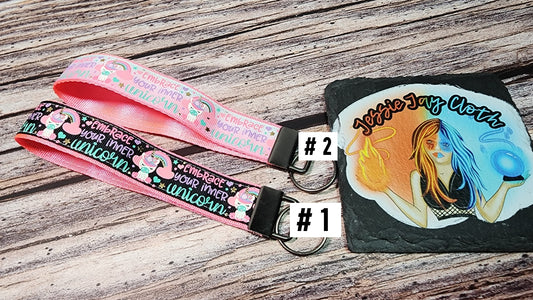 Embrace Your Inner Unicorn Wristlet Key Fob | Ribbon/Nylon Fabric Keychain | Choose your print