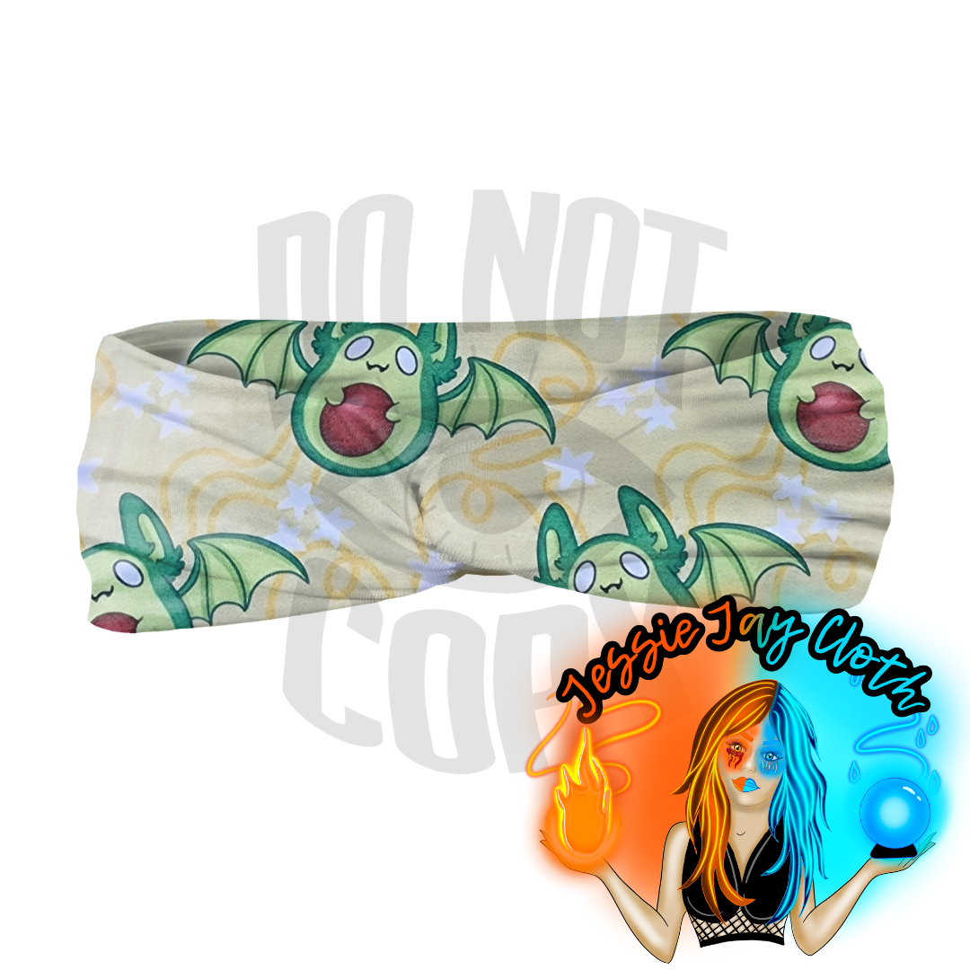 Avocado Fruit Bat | Soft French Terry Twist Knot Head Band | Custom Turban Head Band | 4 Sizes