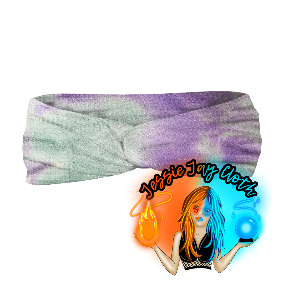 Purple Rain Tie Dye Waffle Knit | Twist Knot Head Band | Custom Turban Head Band | 4 Sizes
