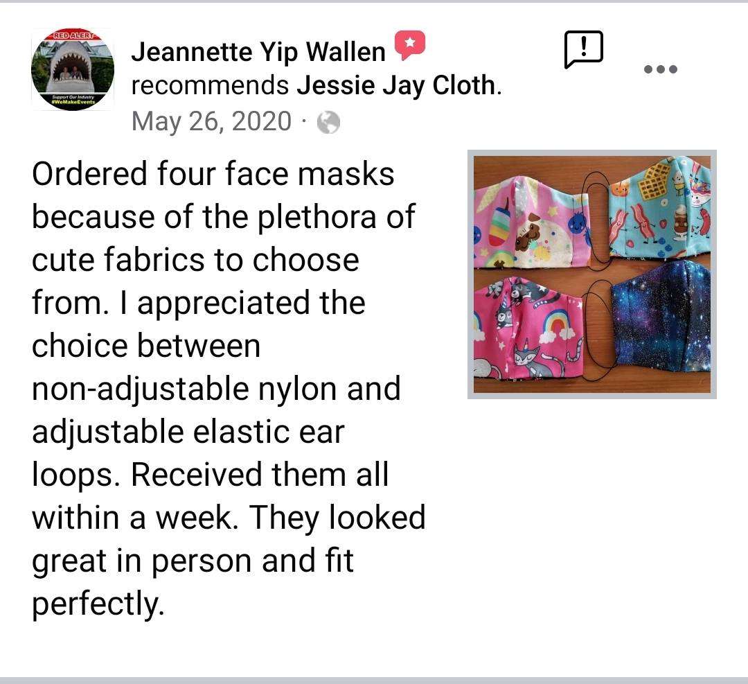 Cotton Face Masks | 4 Sizes to choose from | Soft nylon ear loops Adjustable