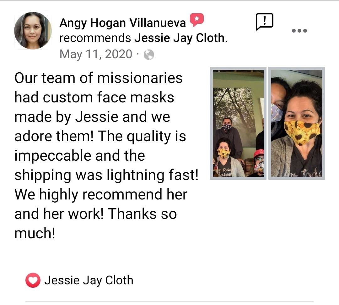 Cotton Face Masks | 4 Sizes to choose from | Soft nylon ear loops Adjustable
