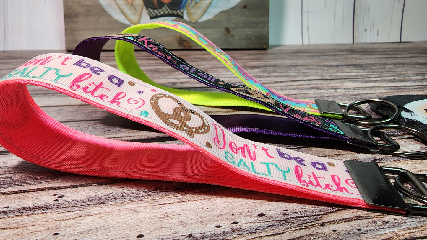Salty Bitch & Knot at all salty Wristlet Key Fob | Ribbon/Nylon Fabric Keychain | Choose your print