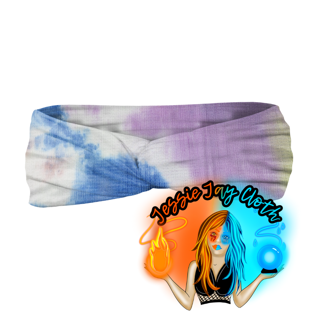 Purple Peach Blue Tie-Dye | Ribbed Pointelle | Twist Knot Head Band | Custom Turban Head Band | 4 Sizes