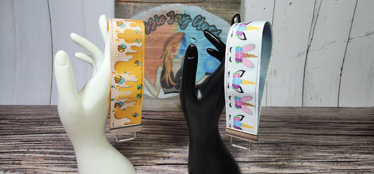 Honey Bee & Easter Unicorn/Bunny | 1.5 inch Wide Wristlet Key Fob | Ribbon & Nylon