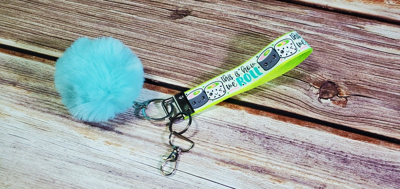 Sushi Wristlet Key Fob | Ribbon/Nylon Fabric Keychain | This is how we roll