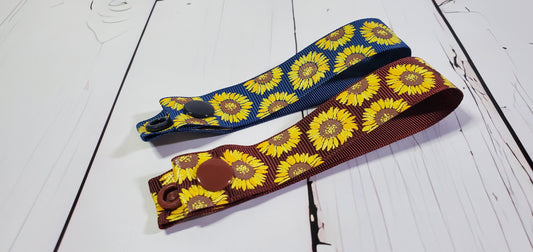 Navy & Cappuccino Sunflowers with gold flecks  | Cloth Pad Drying Strap |