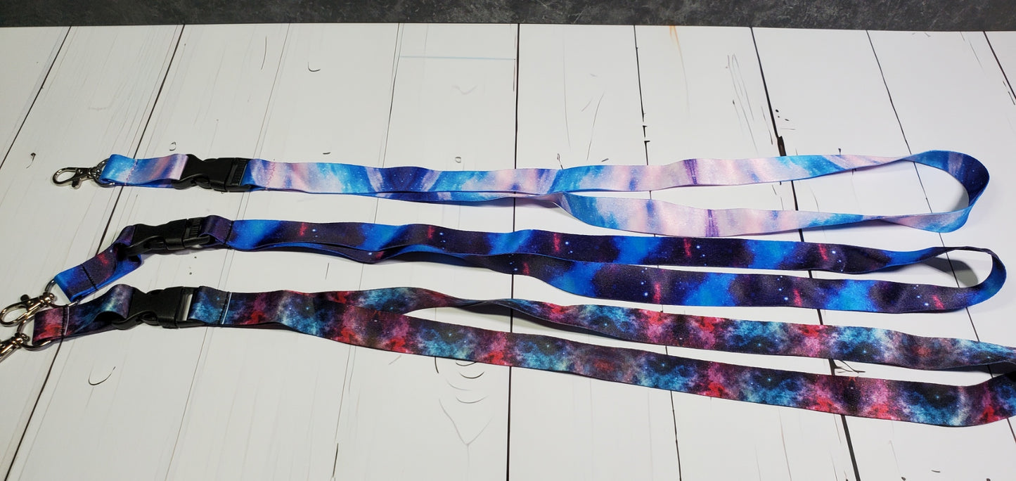 Starry Galaxy Lanyard ID Strap | 8 Prints | Safe Break away clasp | Accessory | Key Chain Holder | D Ring Lobster Claw | Jessie Jay Cloth