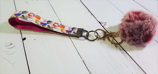 Kawaii Villain's |  Faux Leather & Nylon Fabric Keychain | Fluffy Pompom | Key Fob Wristlet | Evil Characters | Jessie Jay Cloth |