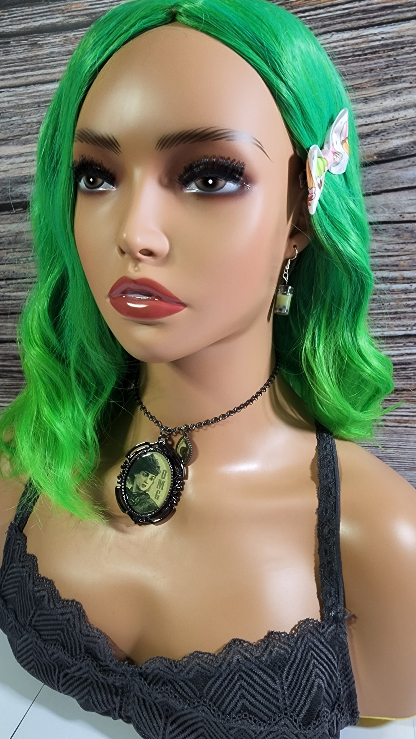 Matcha Mason Jar Boba Tea Earrings | Silver Dangles |