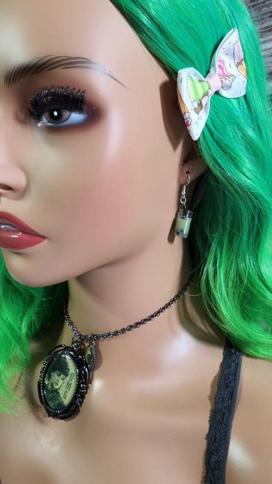 Matcha Mason Jar Boba Tea Earrings | Silver Dangles |