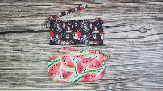 Pencil/Make Up Clutch Pouch Wristlet | Horror Print or Watermelon |