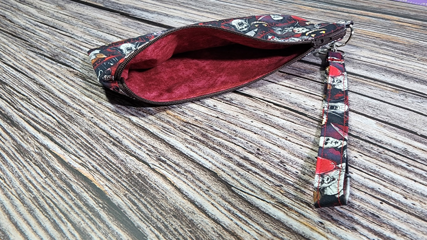 Pencil/Make Up Clutch Pouch Wristlet | Horror Print or Watermelon |