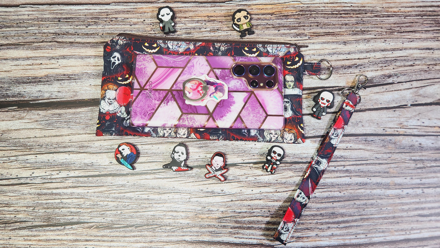 Pencil/Make Up Clutch Pouch Wristlet | Horror Print or Watermelon |