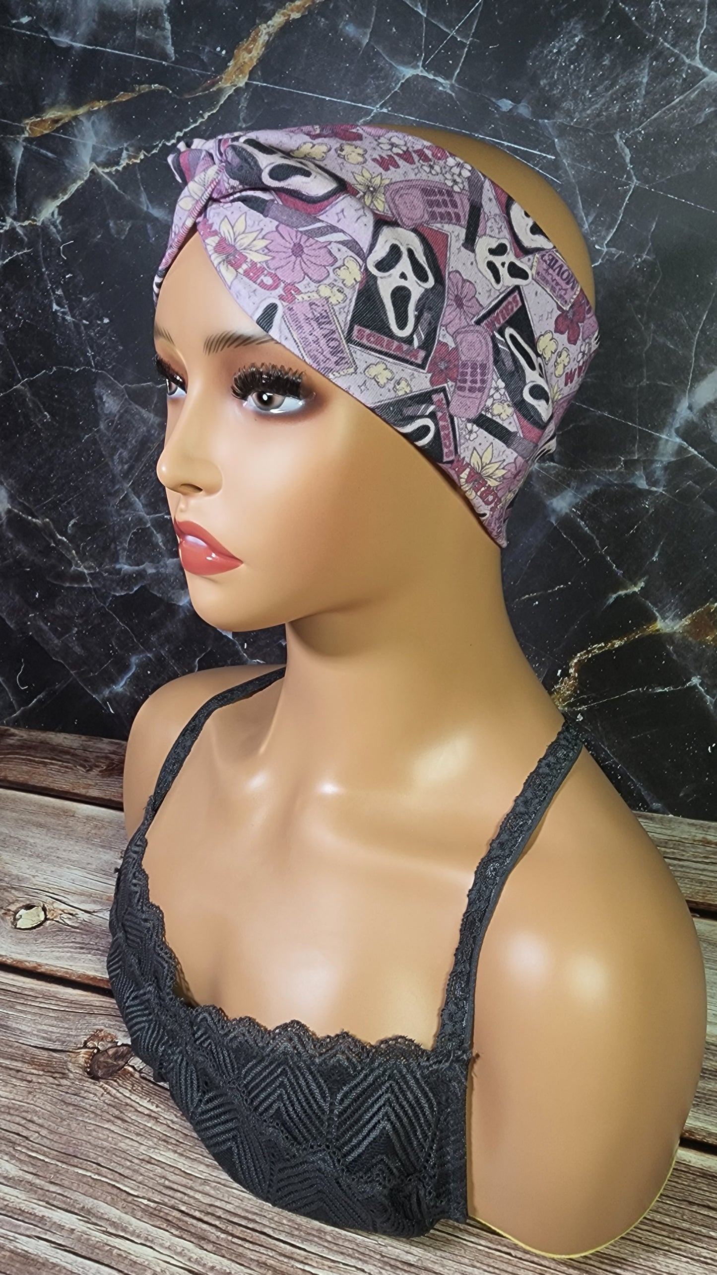 Muted Purple Ghost Face | XS 19" | RTS Cotton Lycra Head Band | Ready to ship | Horror, Scream