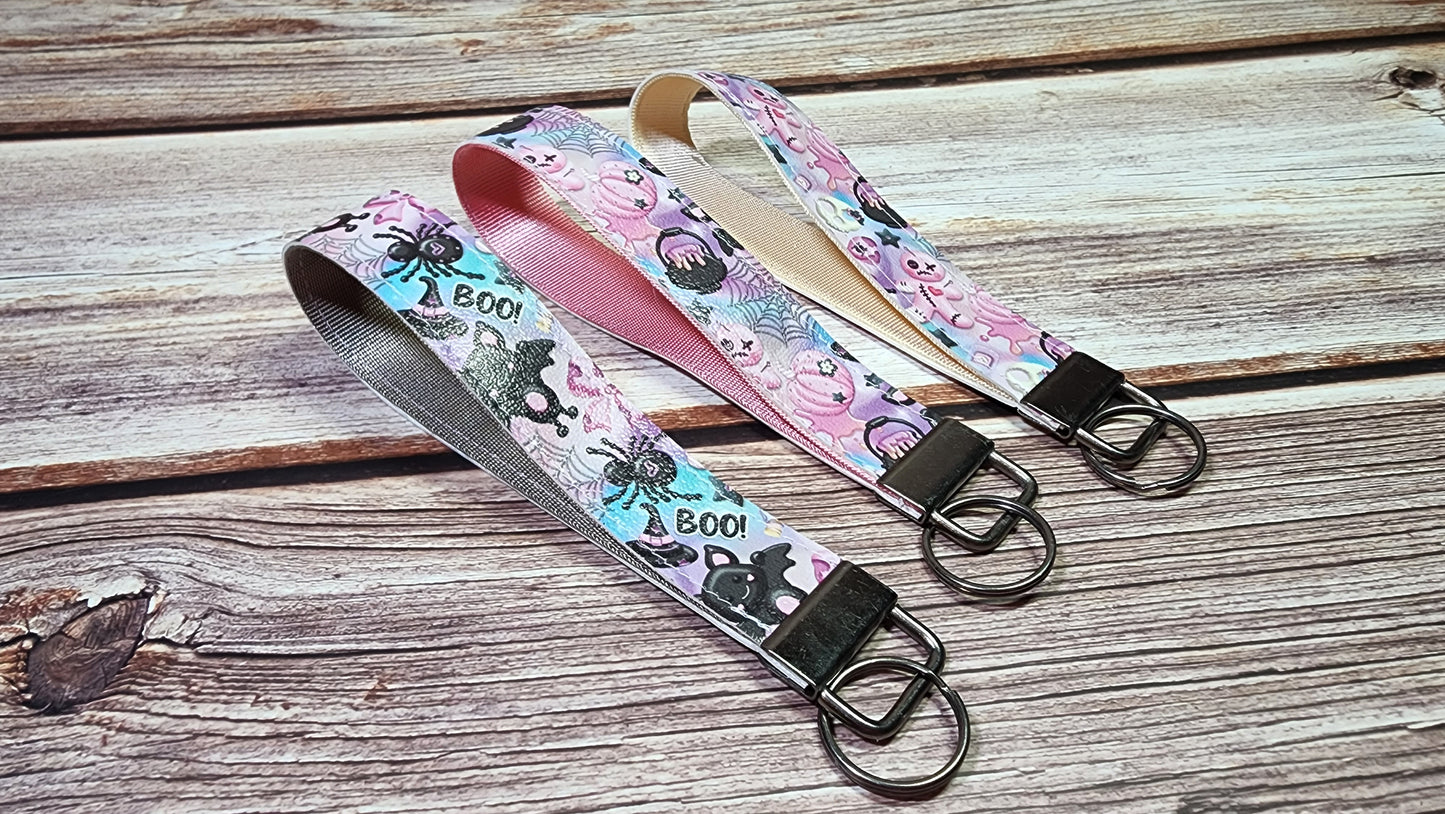 Pastel Spooky Cute | Vinyl & Nylon Fabric Keychain | Key Fob Wristlet | Soft Yet Durable, Mold and Mildew Resistant