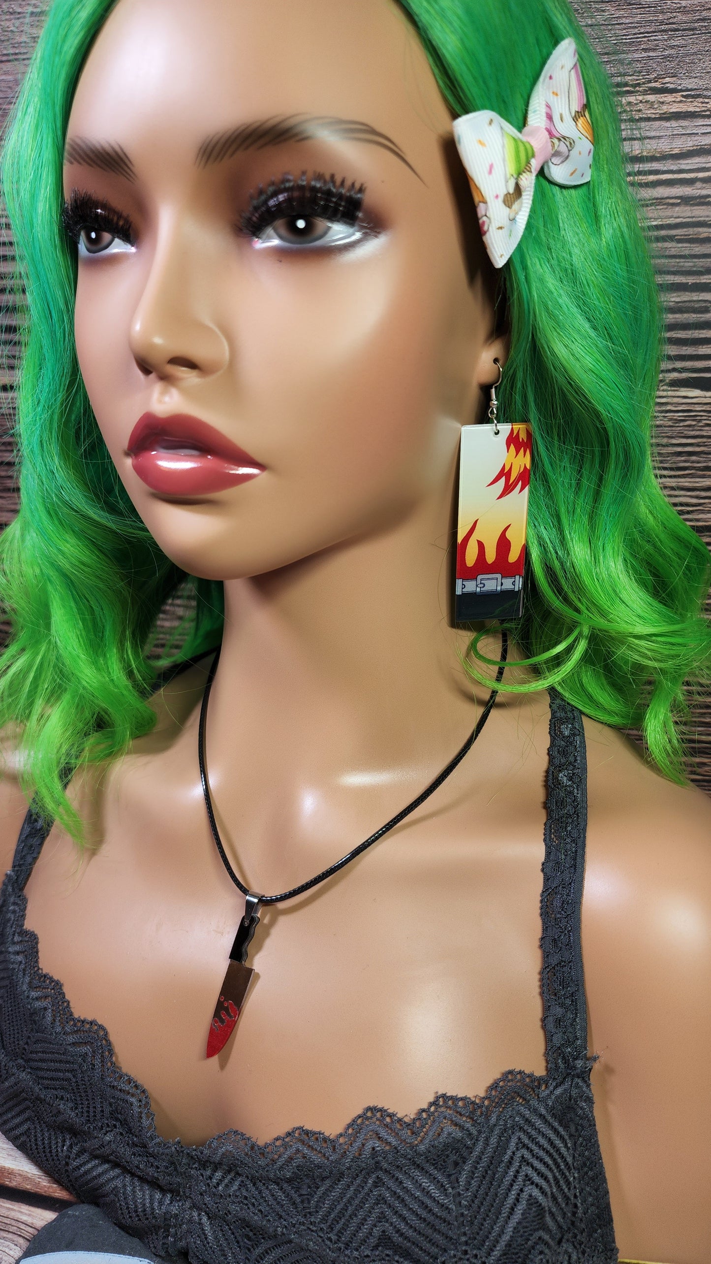 Large Anime Inspired Earrings | Stainless Steel Hooks | Demon