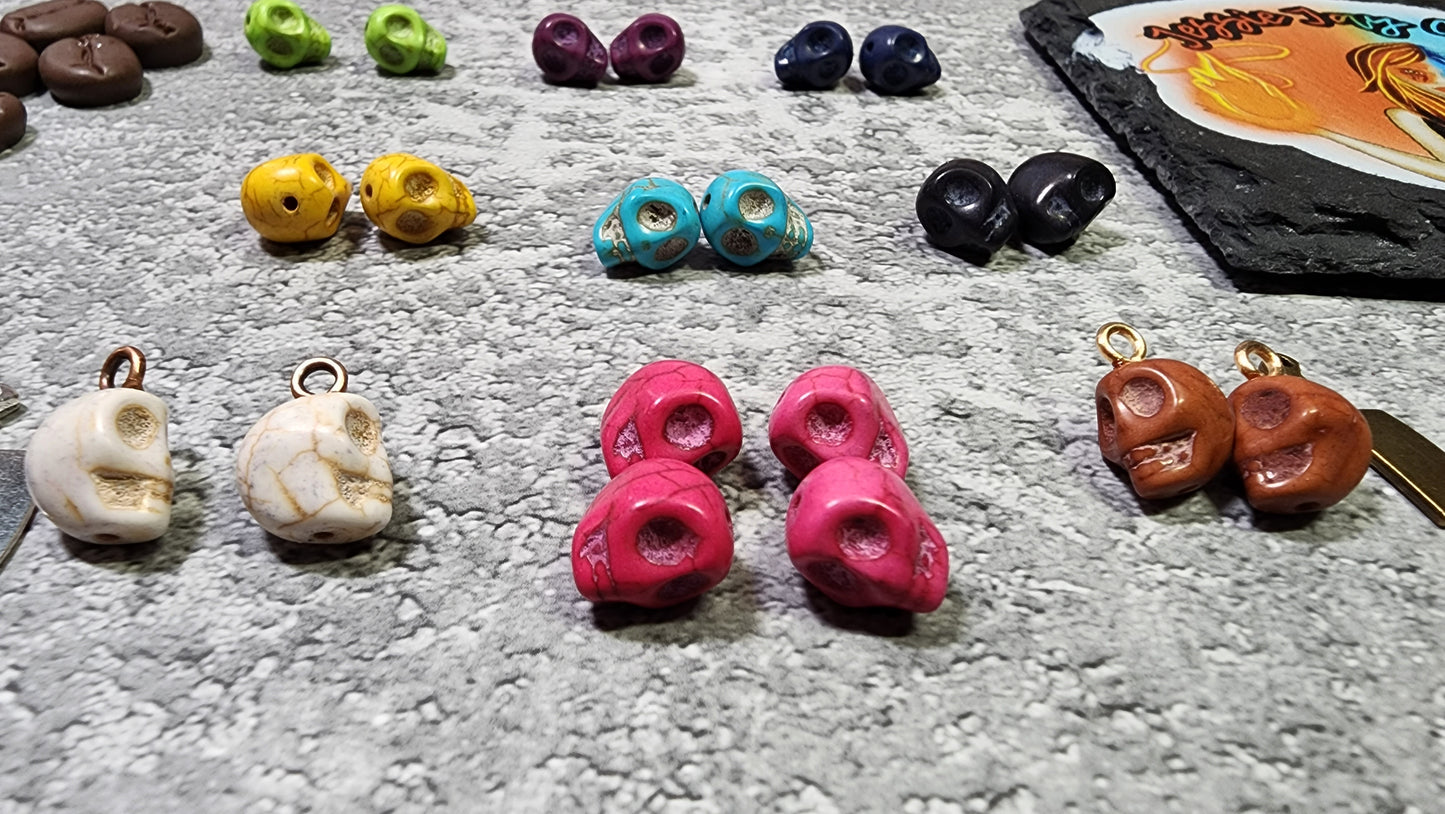 Skullspresso Earrings | Optional Meat Cleaver | Dangle Earrings | Choose your skull color | Coffee or Just the Skulls