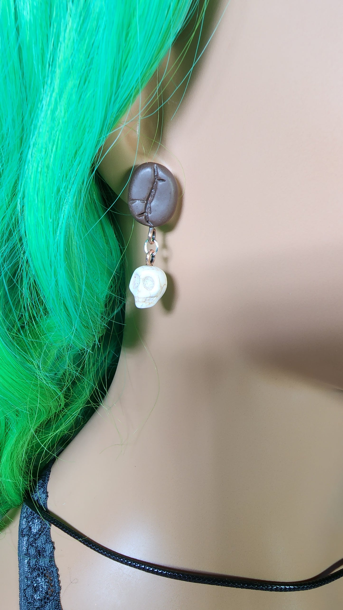 Skullspresso Earrings | Optional Meat Cleaver | Dangle Earrings | Choose your skull color | Coffee or Just the Skulls