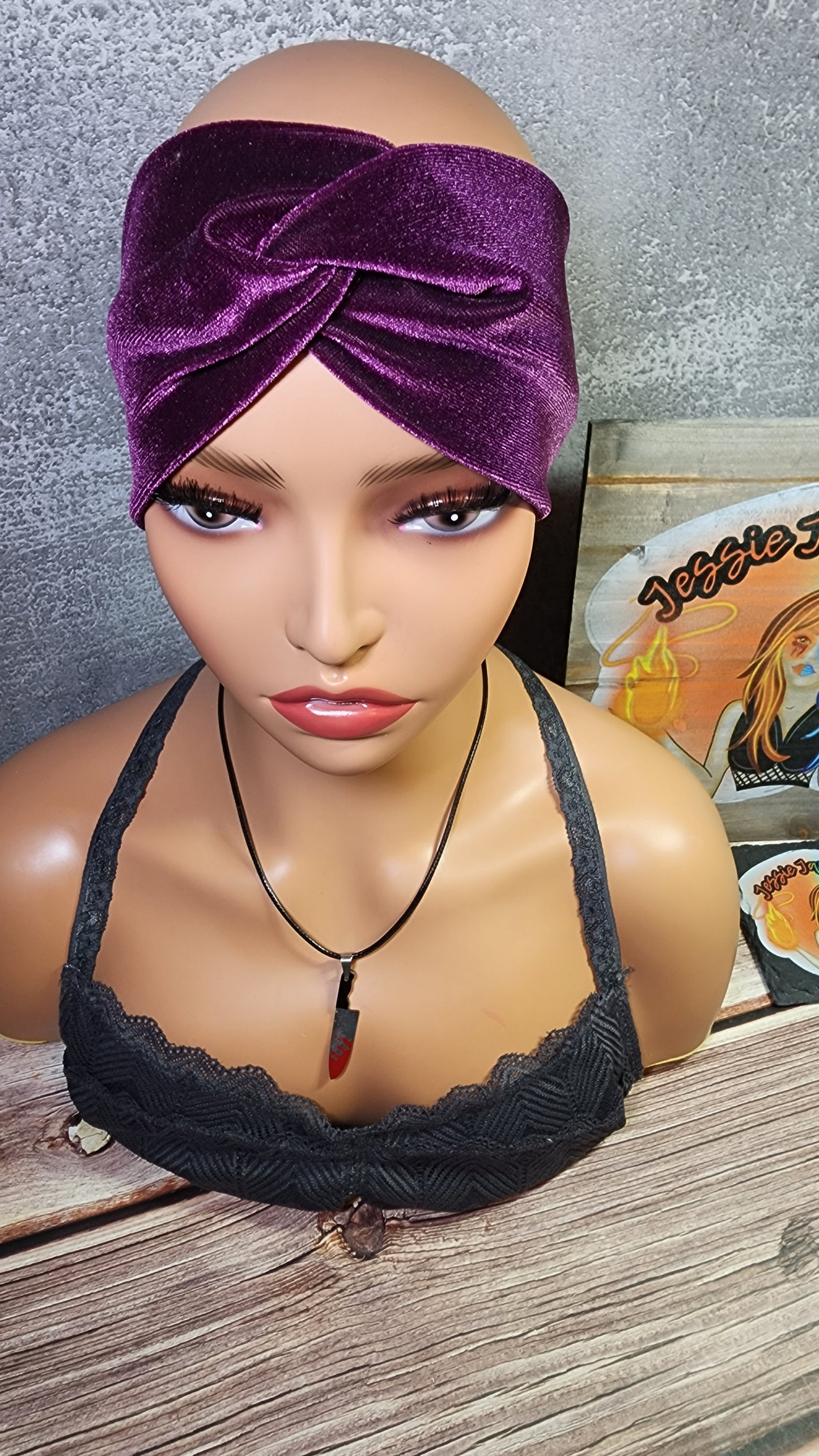 Ultra Soft & Luminous Velvet Twist Knot Head Band | Custom Turban Head Band | 4 Sizes, Great for winter | Grape, Purple