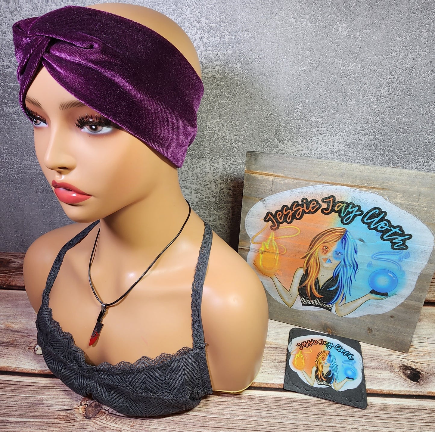 Ultra Soft & Luminous Velvet Twist Knot Head Band | Custom Turban Head Band | 4 Sizes, Great for winter | Grape, Purple