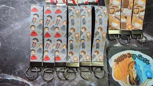 Faux Leather & Nylon Fabric Keychain | Key Fob Wristlet |  Outlander TV Show