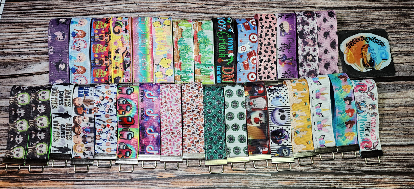 1.5 inch Wide Wristlet Key Fobs | Ribbon & Nylon | Choose your number