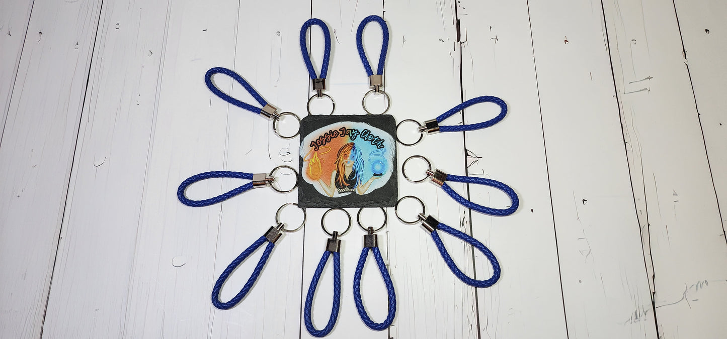 Royal Blue | Leather Braided Rope Key Chain Strap | Add on