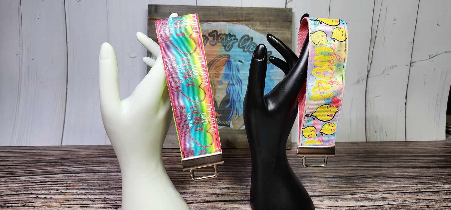 1.5 inch Wide Wristlet Key Fobs | Ribbon & Nylon | Choose your number