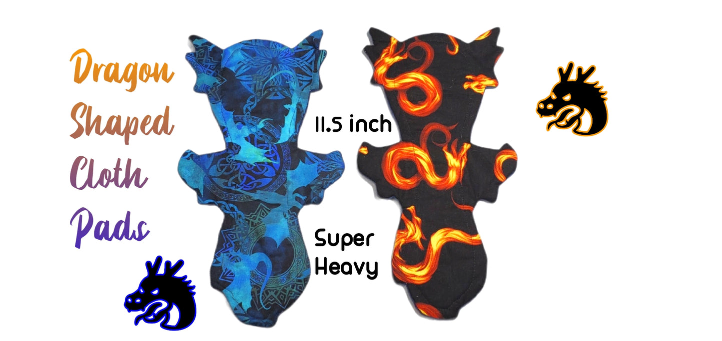 Fire Dragon | Custom Cloth Pad | 8/10/11.5/13.5/15.5/17.5 | 2.5" Snapped Width