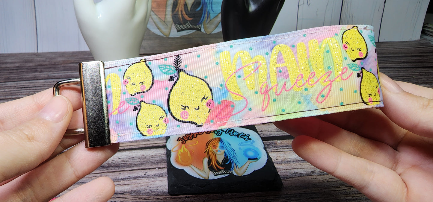 I've gotta good heart but this Mouth, and Main Squeeze Lemon | 1.5 inch Wide Wristlet Key Fob | Ribbon & Nylon