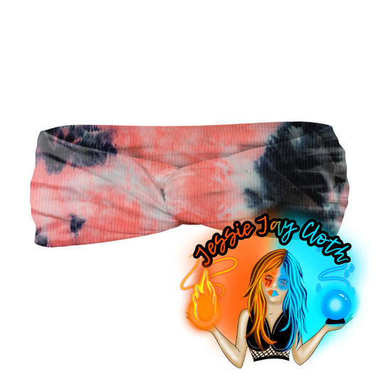 Hot Pink & black Tie Dye | Ribbed Knit | Twist Knot Head Band | Custom Turban Head Band | 4 Sizes