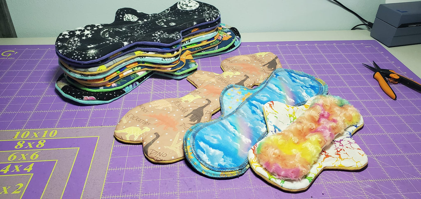 Exposed core or Regular | Custom Ultra Soft Minky | Classic Curvy Cloth Pad | 2.75" to 3"