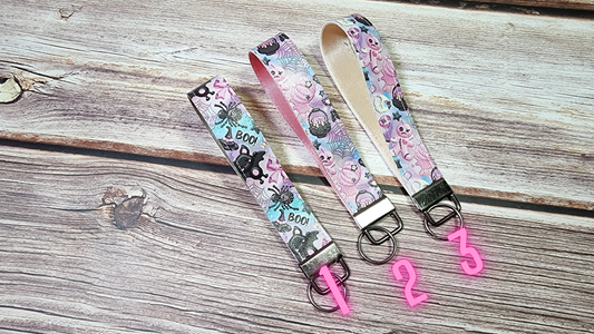 Pastel Spooky Cute | Vinyl & Nylon Fabric Keychain | Key Fob Wristlet | Soft Yet Durable, Mold and Mildew Resistant
