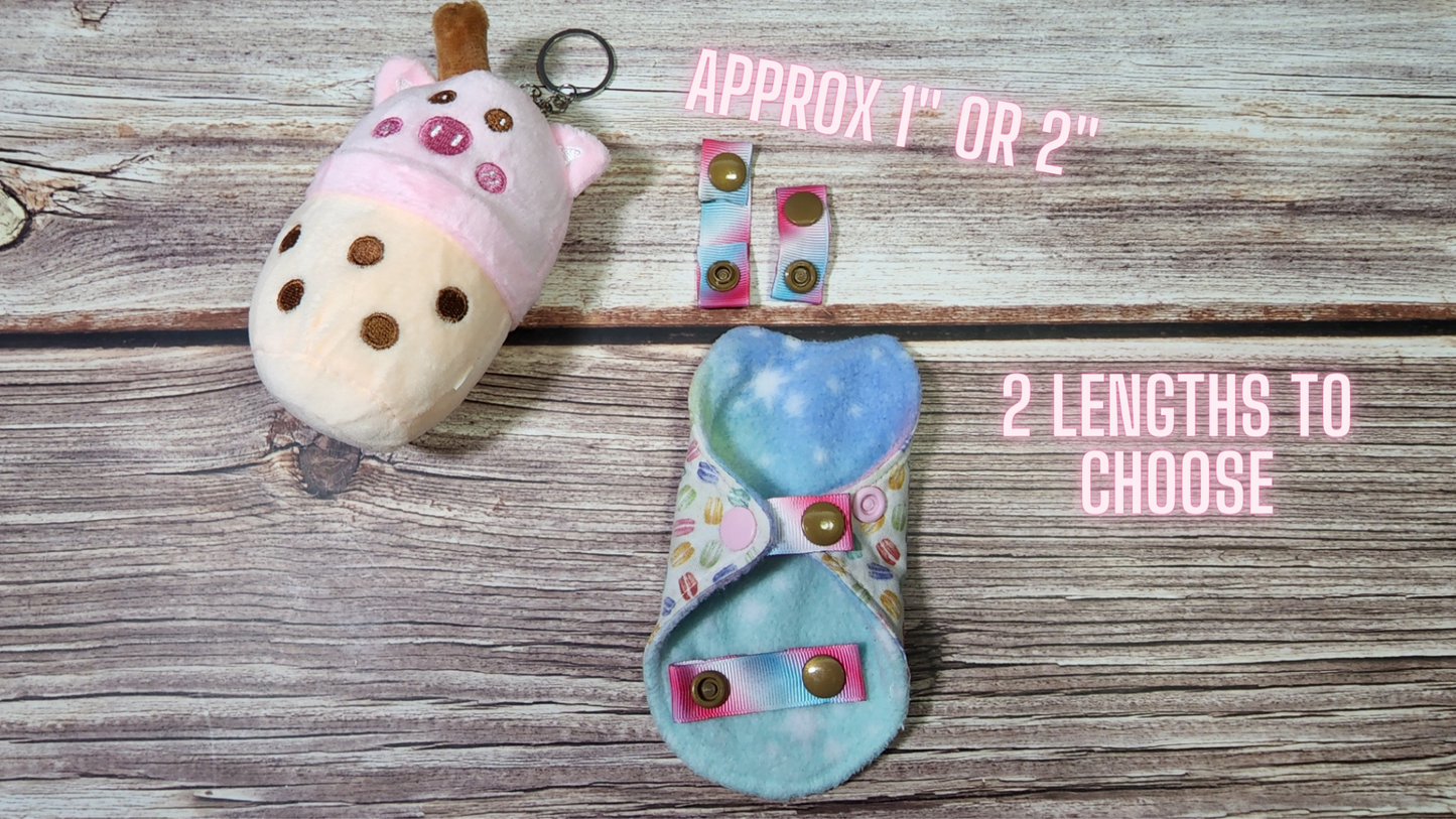 Wing Snap Extenders | Make your cloth pads wider | Choose 2 pack or 4 pack | 2 Size options | Cotton Candy Colored Print