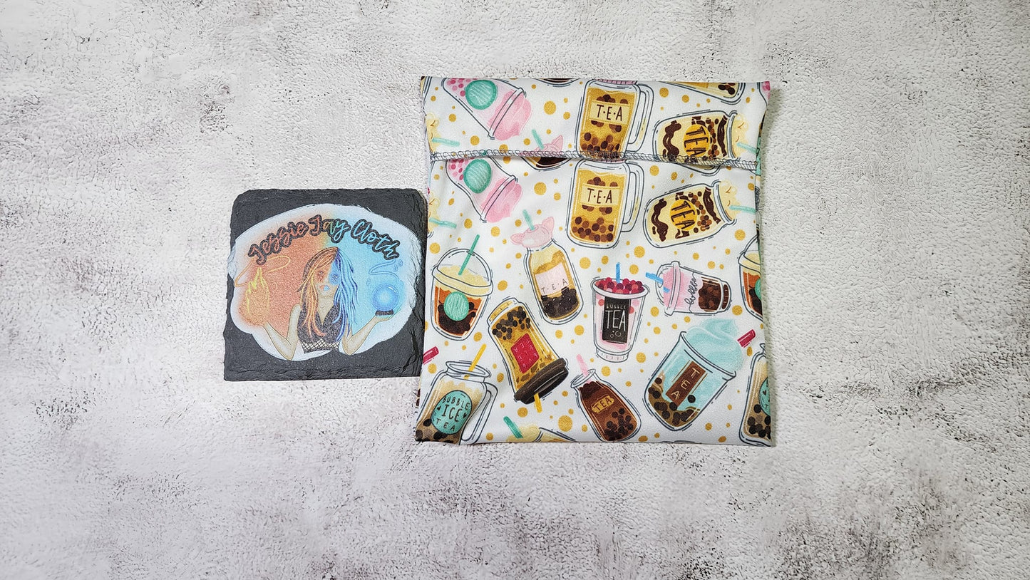 Boba Tea Custom PUL Lined Pad Wrapper | Wet bag | | Multi Use bag | 4 sizes to choose from