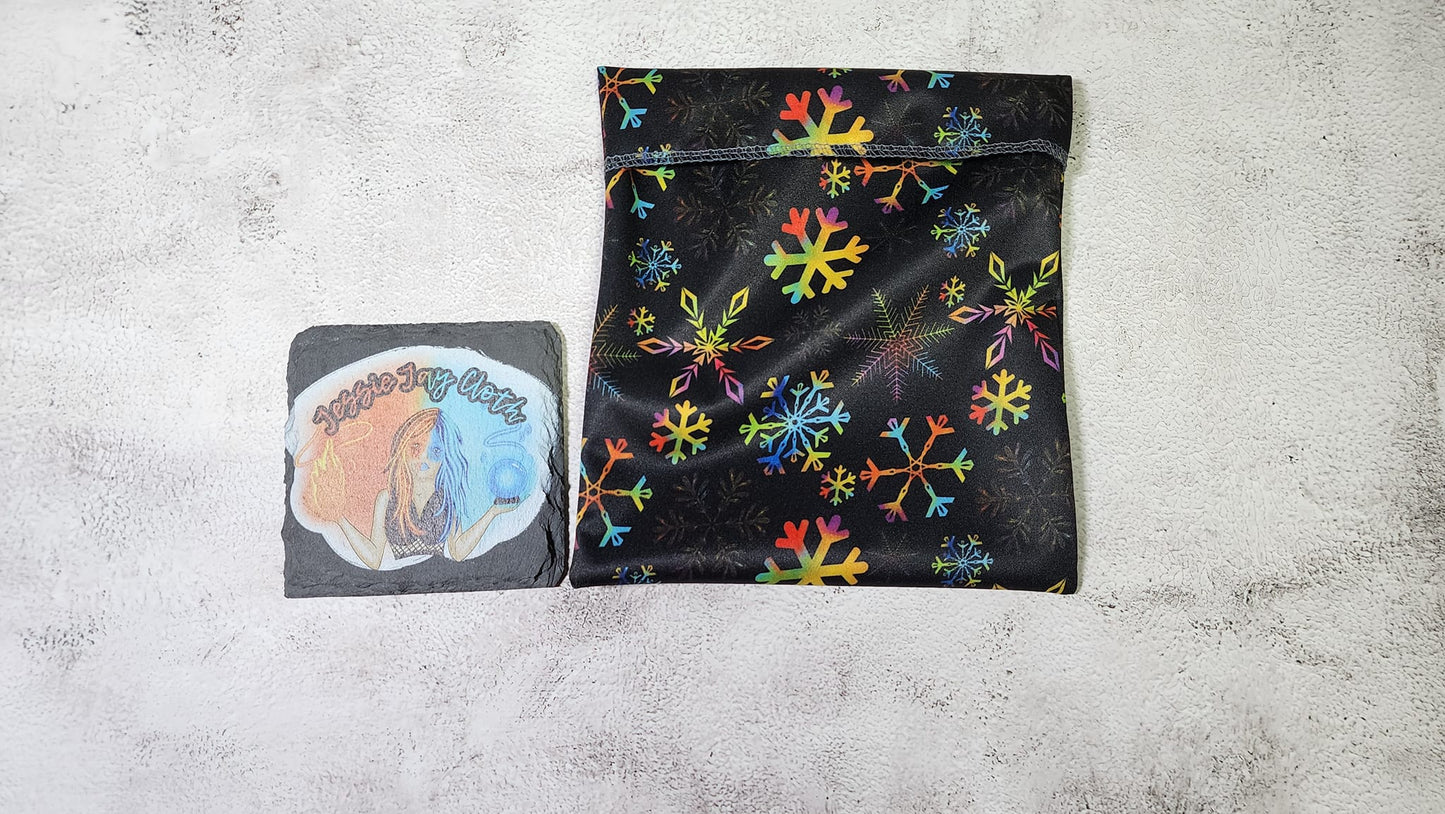 Rainbow Snowflake Custom PUL Lined Pad Wrapper | Wet bag | | Multi Use bag | 4 sizes to choose from