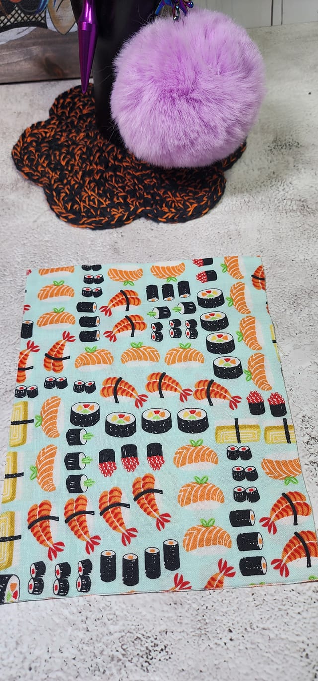 Size Small | Sushi on light blue | Semi Custom Boxy Bag | Cut out & ready to sew |