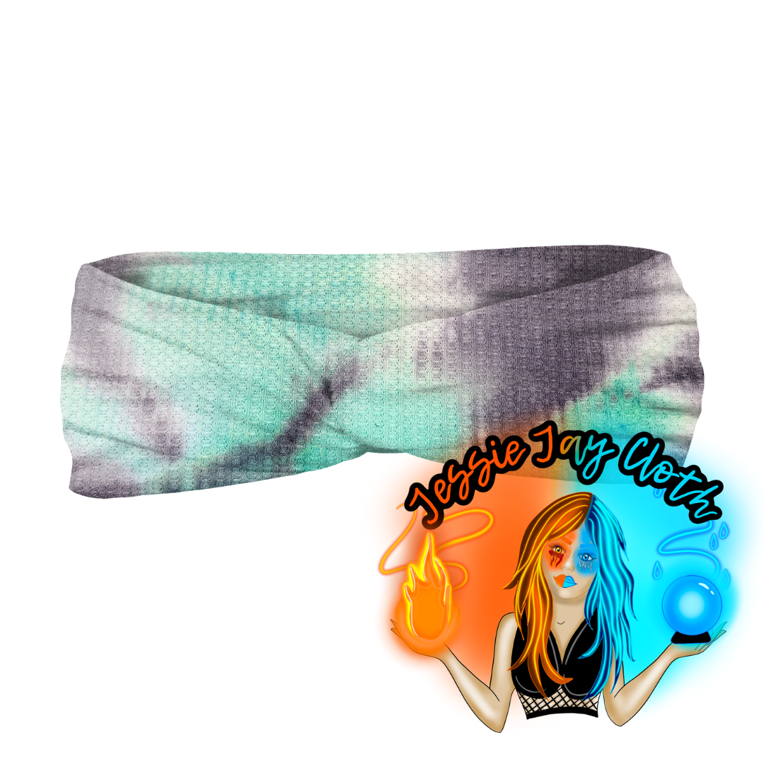 Sea Breeze Tie Dye Waffle Knit | Twist Knot Head Band | Custom Turban Head Band | 4 Sizes