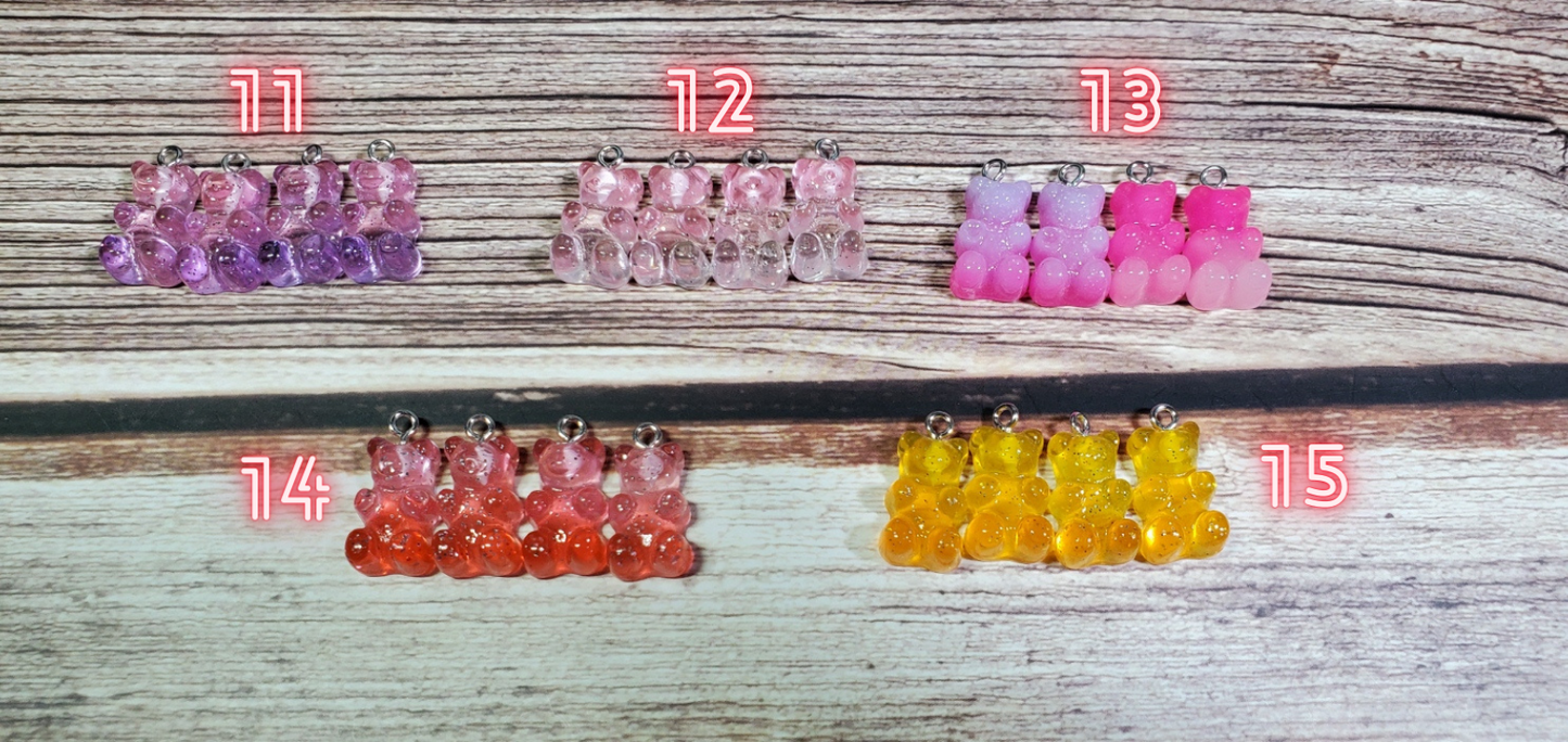 Gummy Bear Inspired Dangle/Stud Earrings OR Keychain | Gradient Glitter Resin | Hypoallergenic | Candy Earrings | 15 colors to choose from