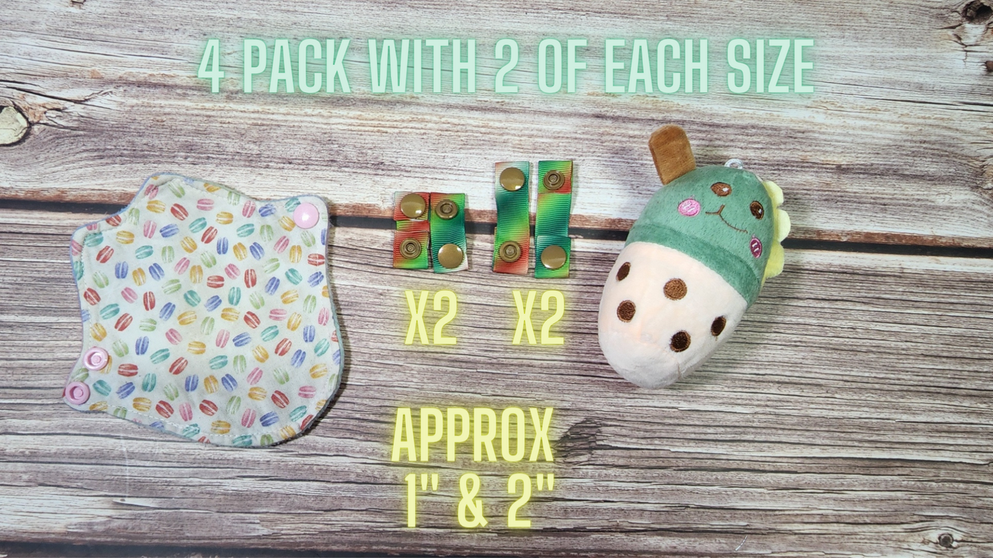 Wing Snap Extenders | Make your cloth pads wider | Choose 2 pack or 4 pack | 2 Size options | Candy Cane Colored Print