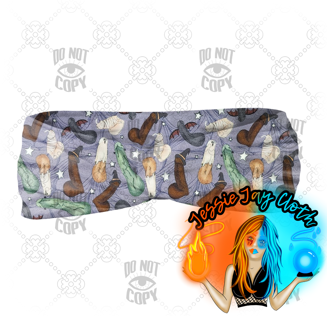 Halloween Peen on purple | Cotton Lycra Twist Knot Head Band | Custom Turban Head Band | 4 Sizes