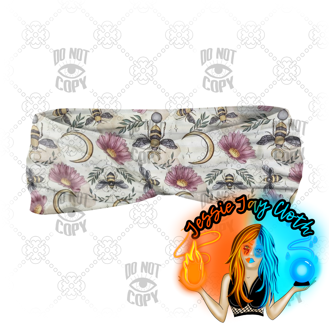 Spring Bees | Cotton Lycra Twist Knot Head Band | Custom Turban Head Band | 4 Sizes