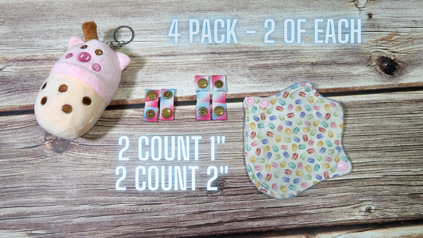 Wing Snap Extenders | Make your cloth pads wider | Choose 2 pack or 4 pack | 2 Size options | Cotton Candy Colored Print