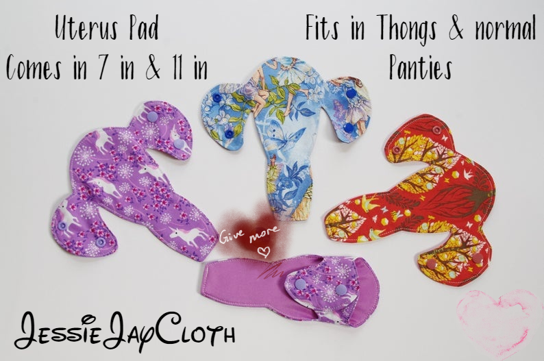 Uterus Shaped Custom Cloth Pad | 7/8/9/10/11/12/14 | 2.5" Snapped