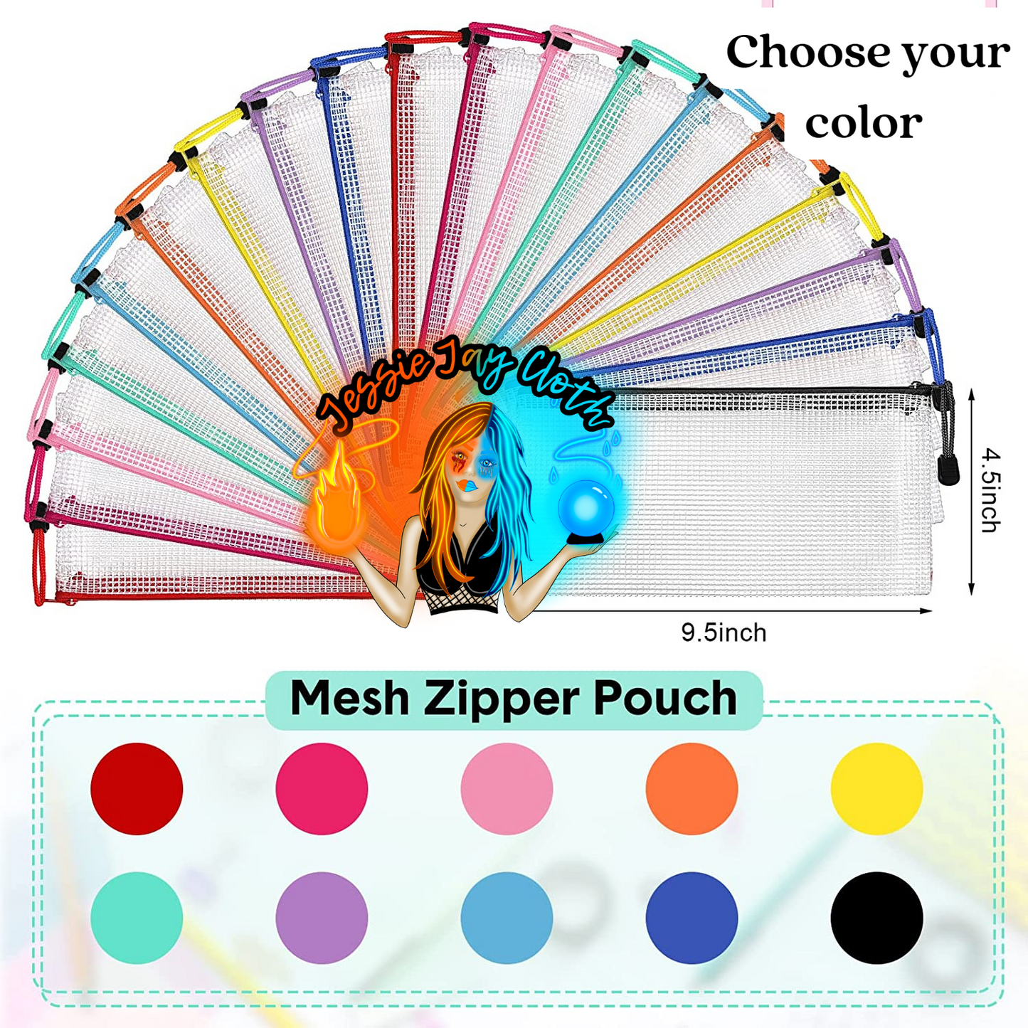 Translucent Mesh Lined Bag | Wet bag | Choose your color | 9.5 inch x 4.5 inch | Add on