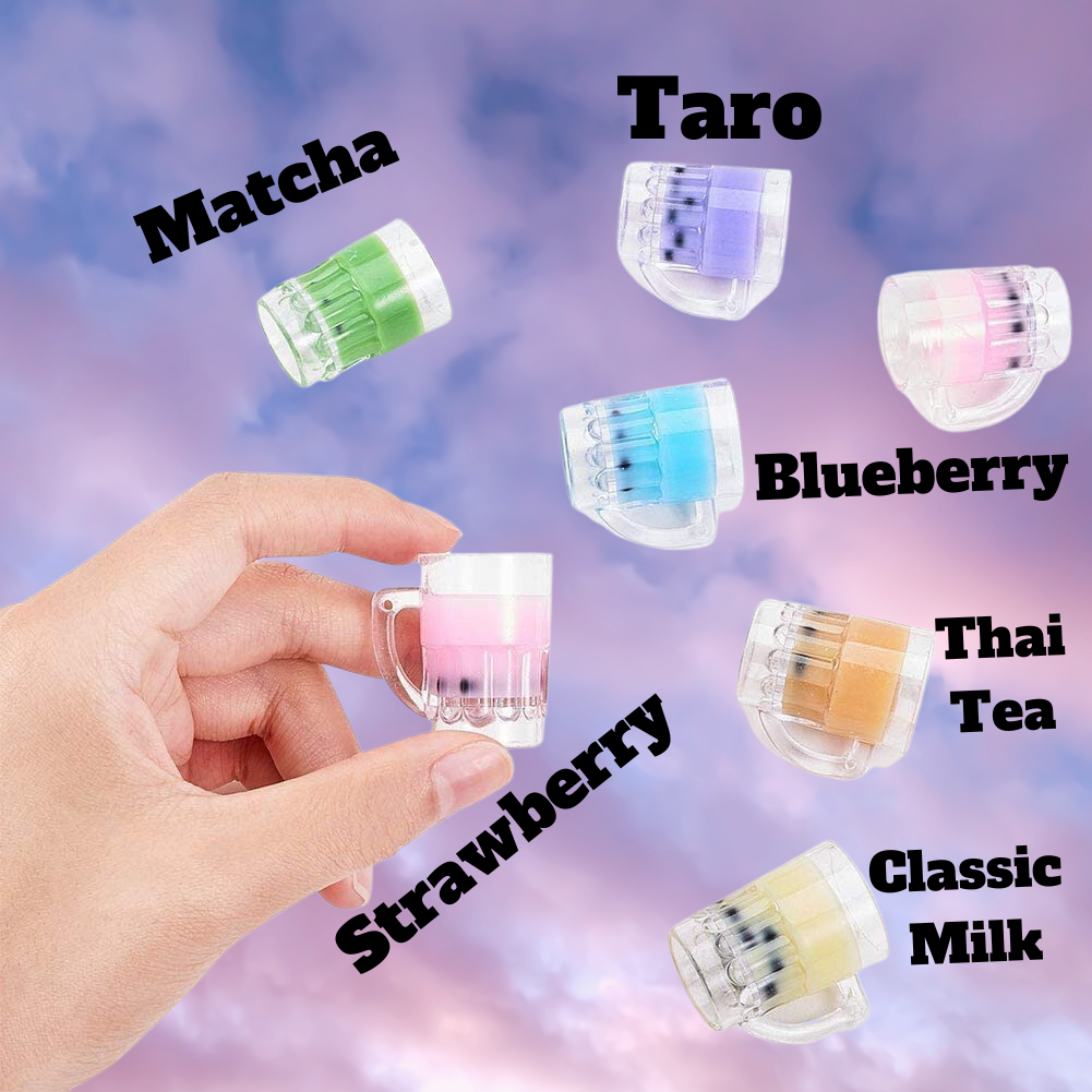 Larger Boba Milk Tea Inspired Keychain | Tapioca Pearls | Hypoallergenic | Fruit Tea | Bubble Tea | Available in 7 colors | Mug Shape