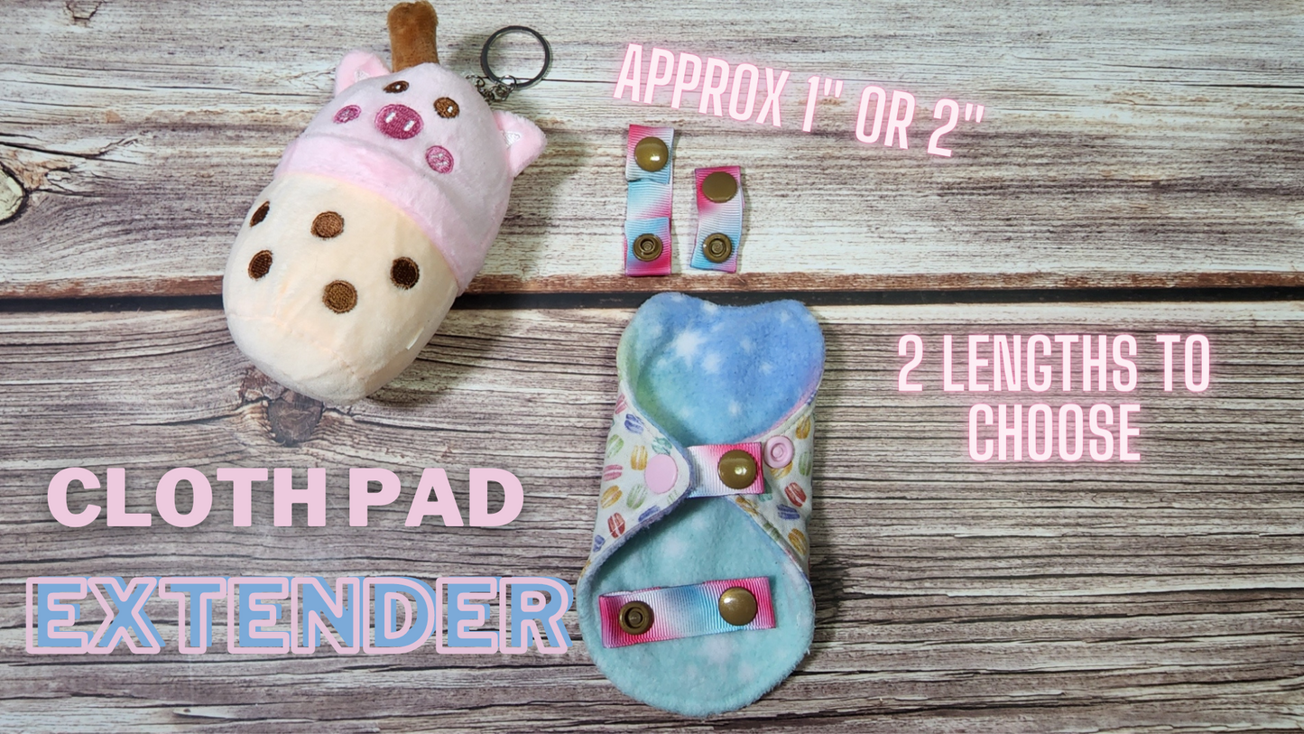Wing Snap Extenders | Make your cloth pads wider | Choose 2 pack or 4 pack | 2 Size options | Cotton Candy Colored Print