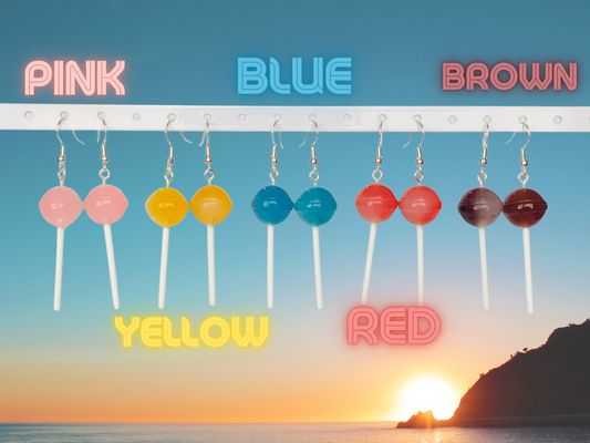 Dum Dum Lollipop Inspired Dangle/Stud Earrings OR Keychain | Realistic | Hypoallergenic | Candy Earrings | 5 colors to choose from
